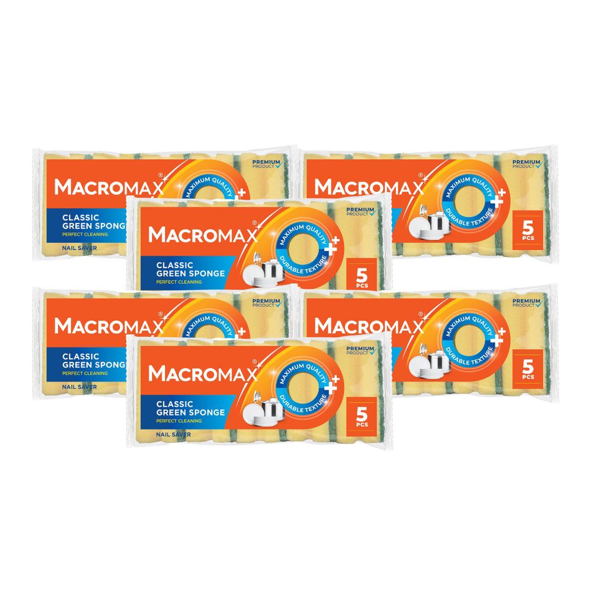 6x Burete de vase MACROMAX Classic cu canelură, 5 buc.