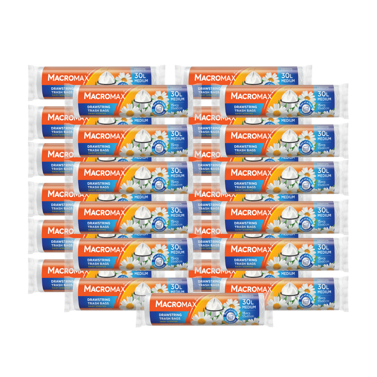 25x Saci menajeri cu șnur MACROMAX Medium 30L, Chamomile, 15 buc.