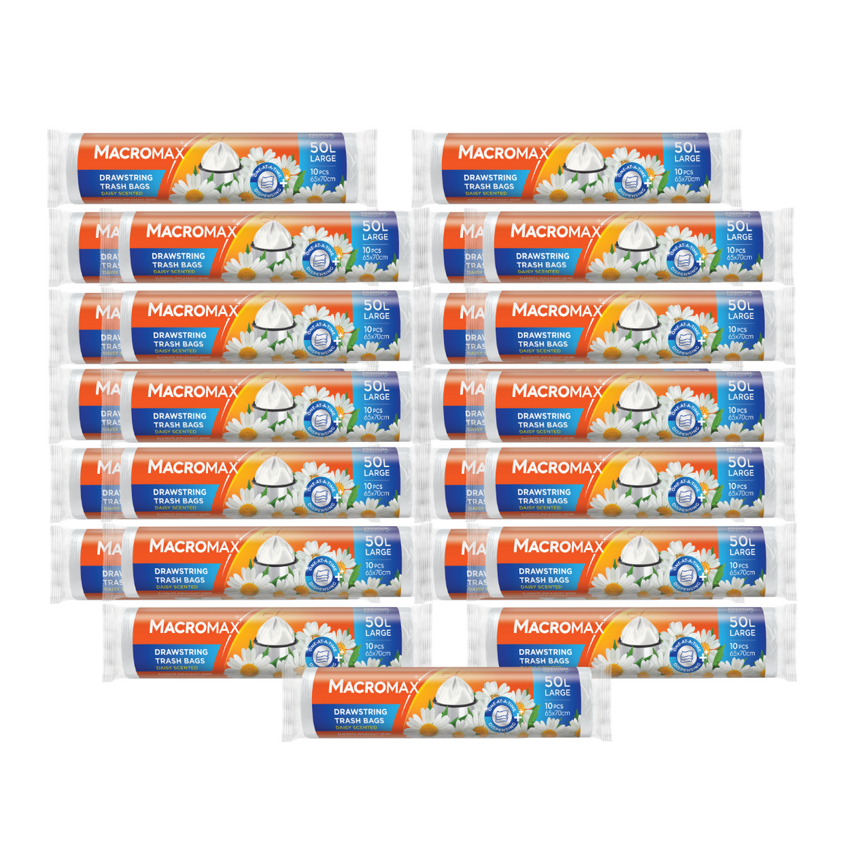 25x Saci menajeri cu șnur MACROMAX Large 50L, Chamomile, 10 buc.