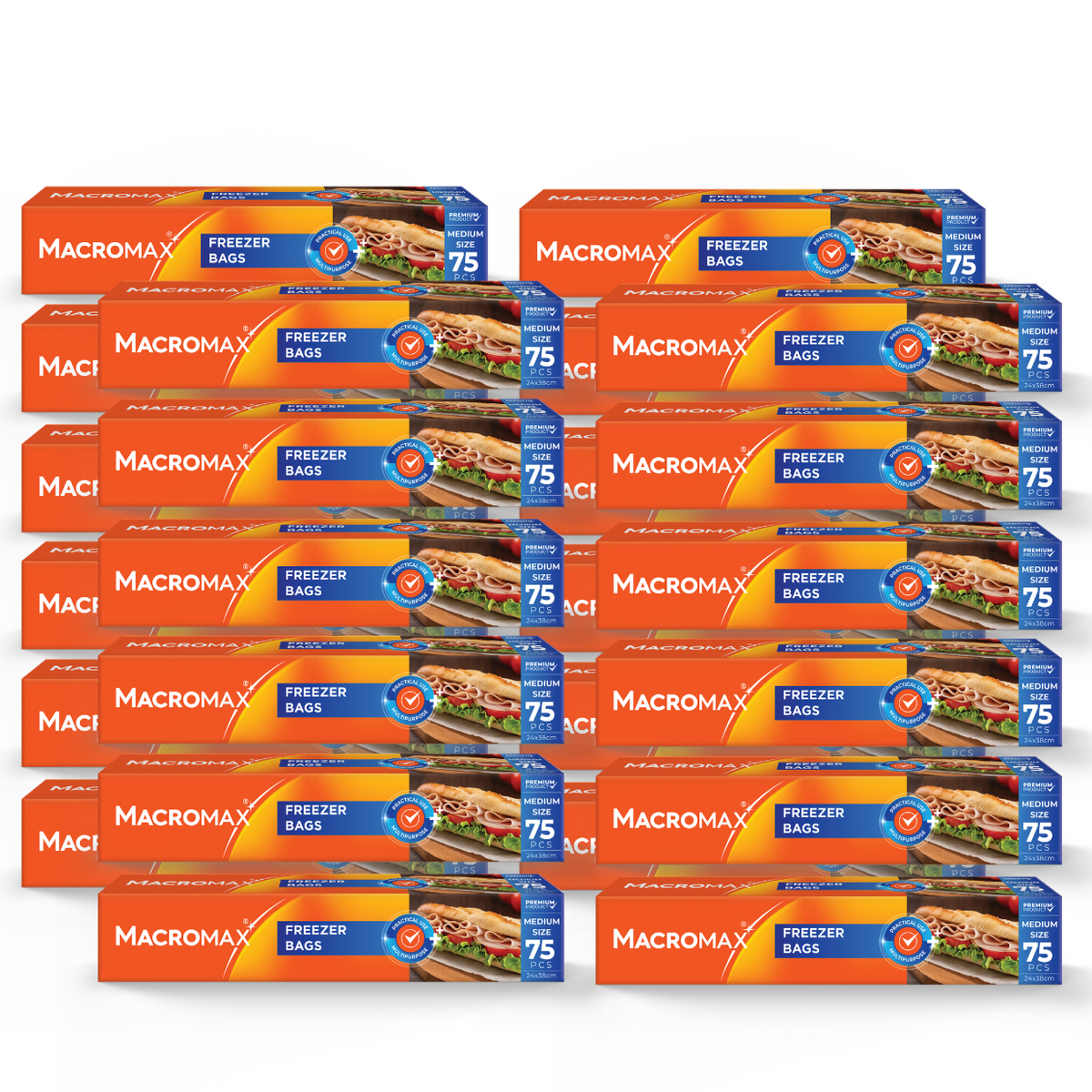 24x Pungi pentru frigider/congelator MACROMAX Medium, 24x38cm, 75 buc.