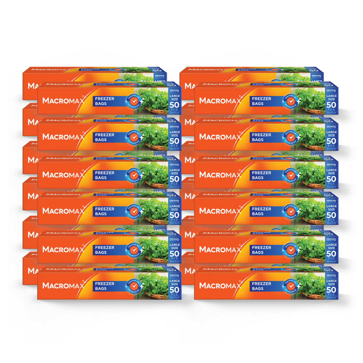 24x Pungi pentru frigider/congelator MACROMAX Large, 30x45cm, 50 buc.