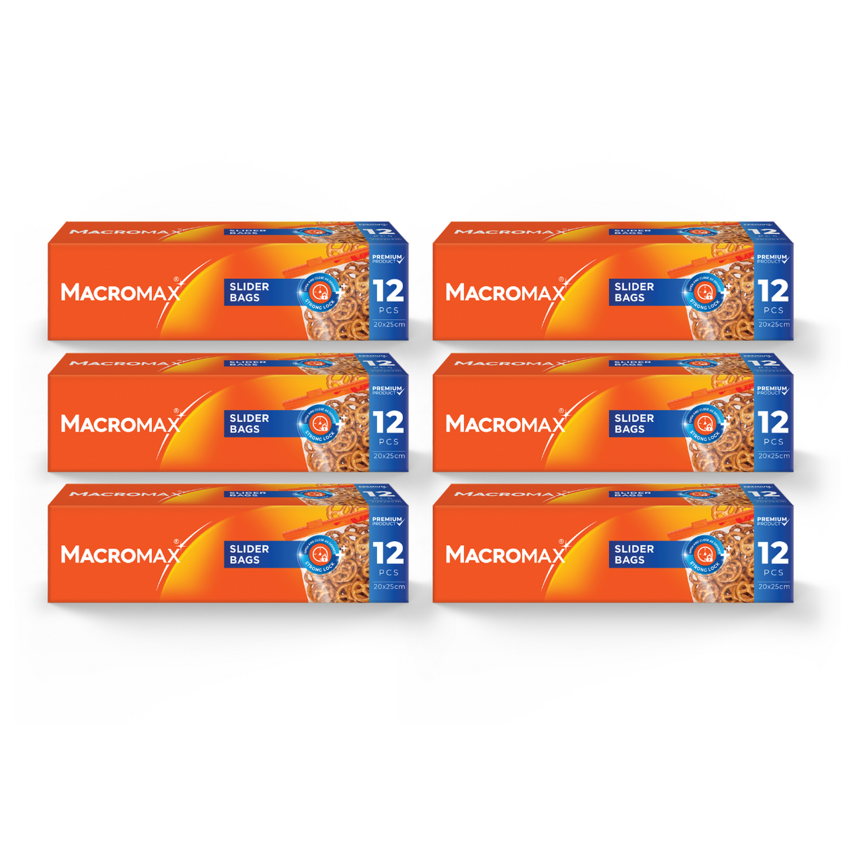 6x Pungi alimentare cu închidere MACROMAX, 20x25cm, 12 buc.