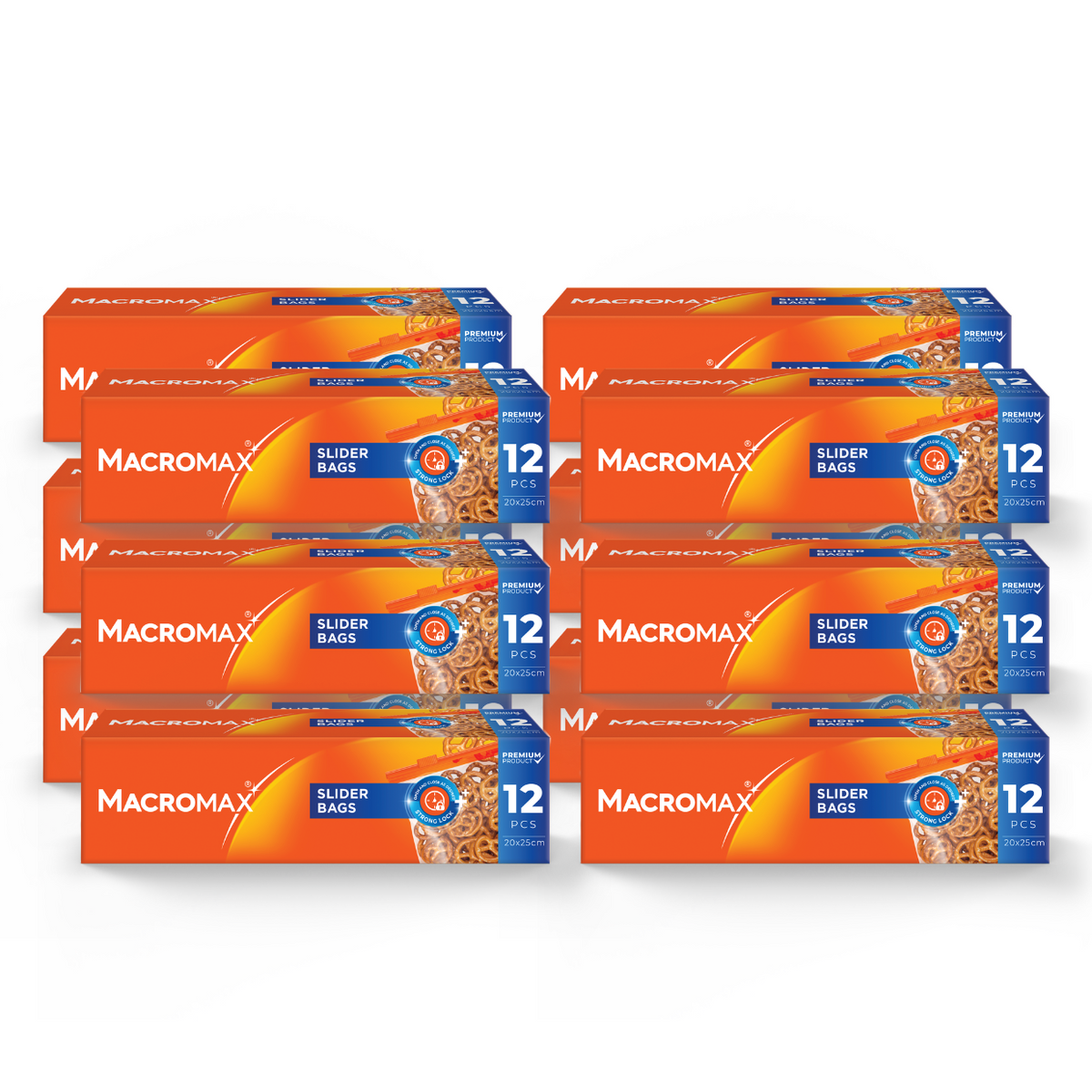 12x Pungi alimentare cu închidere MACROMAX, 20x25cm, 12 buc.