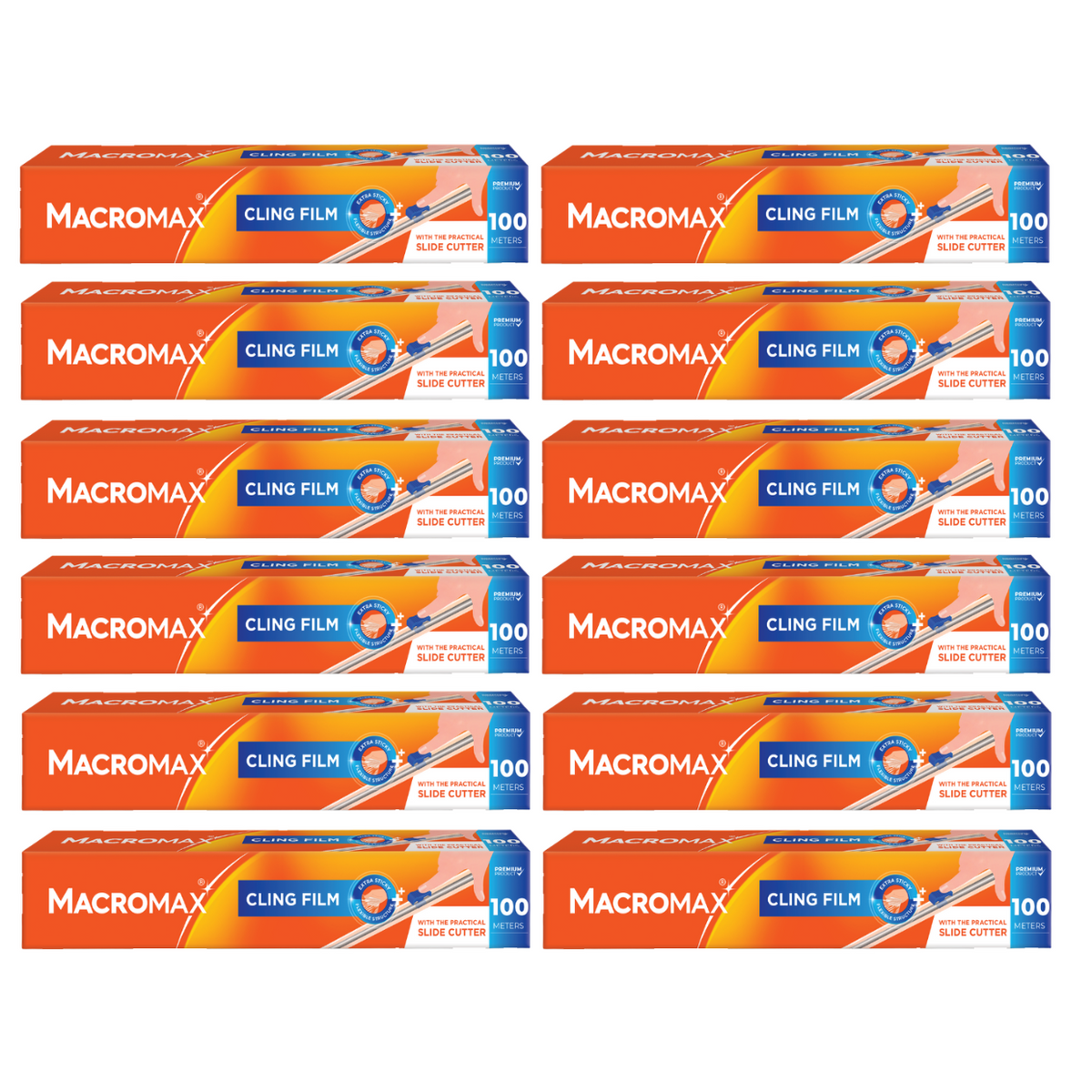 12x MACROMAX Folie alimentara 100 m cu dispozitiv de taiere