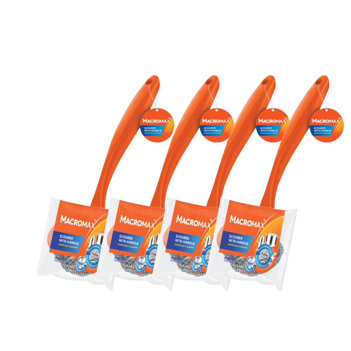 4x MACROMAX Burete vase inox spiralat cu maner
