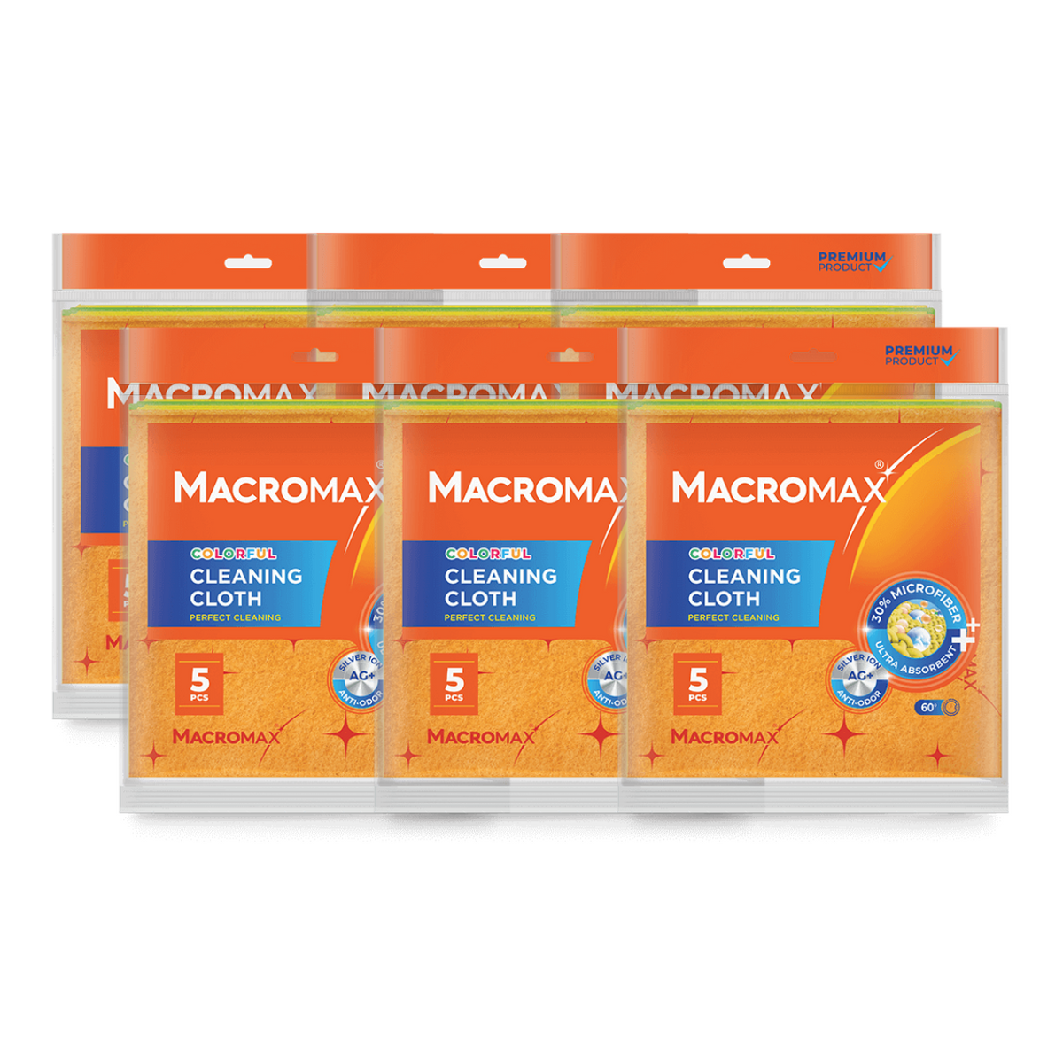 6x MACROMAX Laveta de curatare colorata 5 Buc