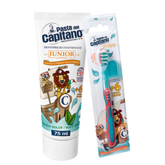 Periuta de dinti pentru copii Del Capitano Junior + Pasta de dinti Soft Mint 75 ml- Pachet Promo