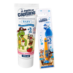 Pasta de dinti cu capsuni+ periuta de dinti Del Capitano Baby – Pachet Promo
