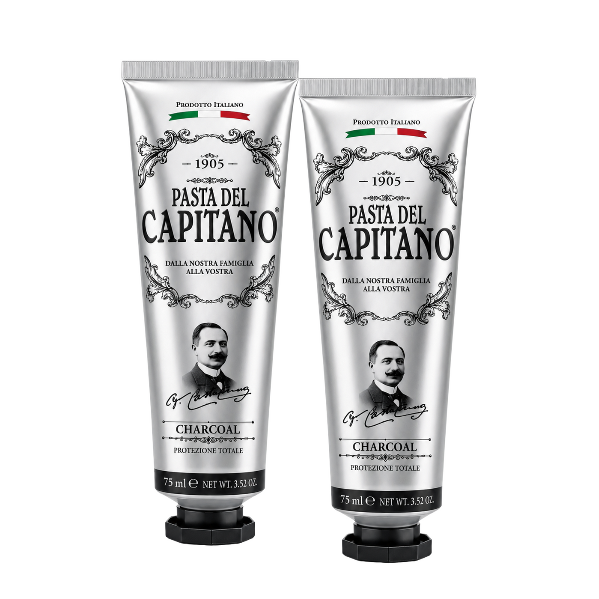 Pasta de dinti cu carbune activ 75 ml- Pasta Del Capitano 1905- Pachet Promo (2 buc)