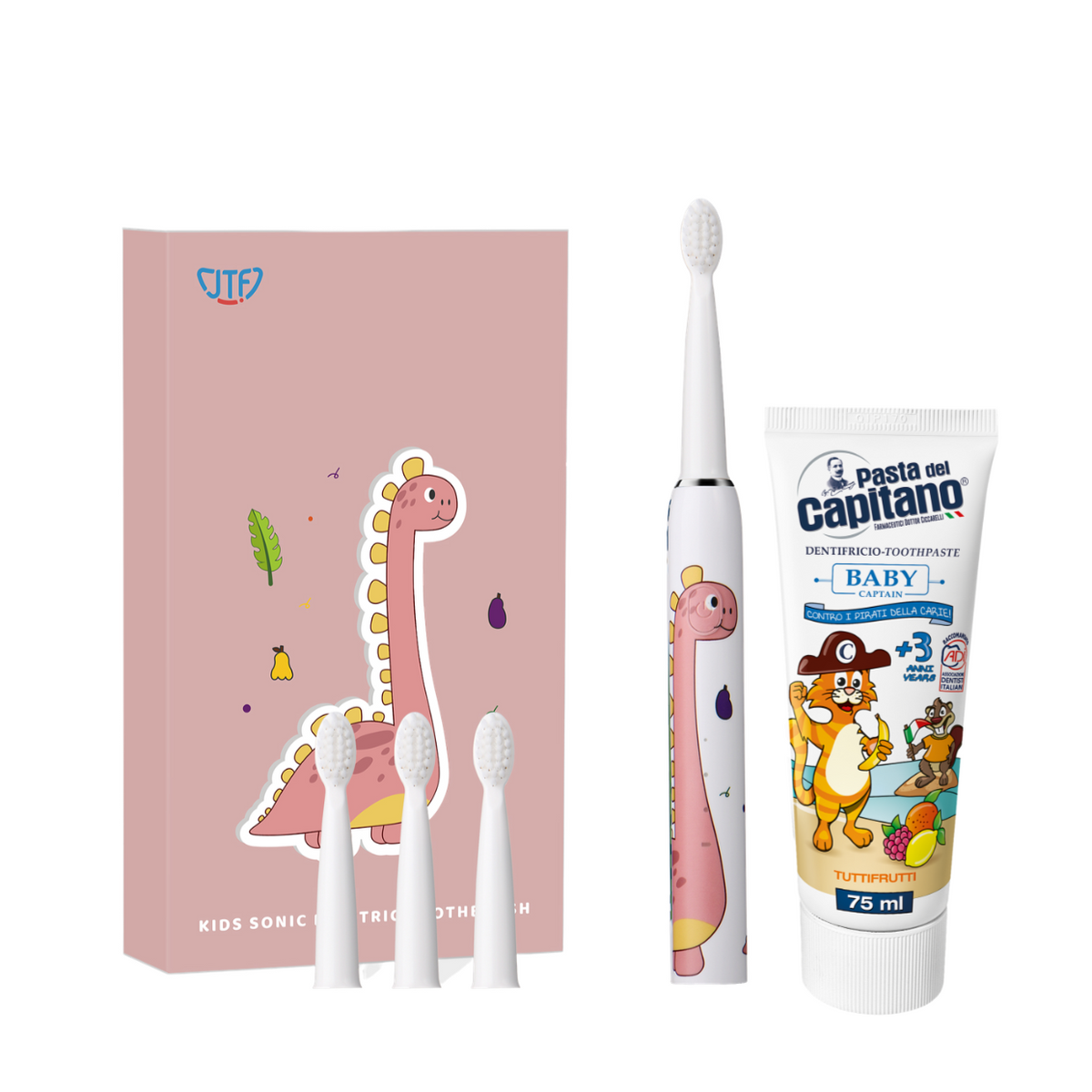 Periuta Electrica JTF Sonic J20C Dinozaur+ Pasta de dinti Del Capitano Baby Tutti Frutti 75ml- Pachet Promo