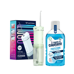 Irigator bucal portabil JTF Sonic F200 Verde + Apa de gura pentru protectie Del Capitano 400ml- Pachet Promo