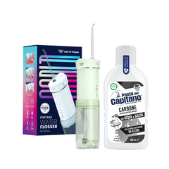 Irigator bucal portabil JTF Sonic F200 Verde + Apa de gura cu carbune activ Del Capitano 400ml- Pachet Promo