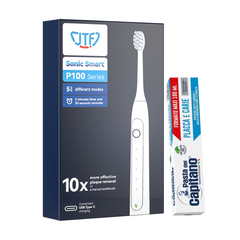 Periuta de dinti electrica JTF Sonic P100 Negru + Pasta de dinti impotriva placii si cariilor Del Capitano 100ml- Pachet Promo