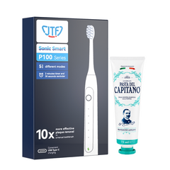 Periuta de dinti electrica JTF Sonic P100 Negru + Pasta de dinti pentru protectia gingiilor 75ml Del Capitano 1905- Pachet Promo