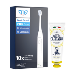 Periuta de dinti electrica JTF Sonic P100 ALB+ Pasta de dinti cu lamaie de Sicilia 75ml Del Capitano 1905- Pachet Promo