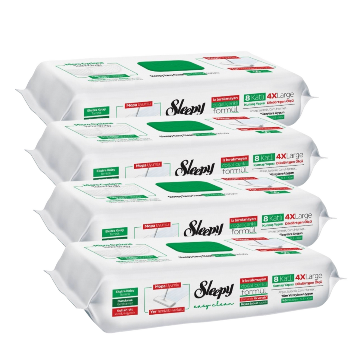 4x SLEEPY EASY CLEAN Lavete umede pentru curatare pardoseli White Soap 50 buc