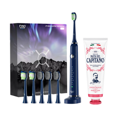 Periuta de dinti electrica JTF Sonic P200 ALBASTRU+ Pasta de dinti pentru gingii sensibile 75ml Del Capitano 1905- Pachet Promo