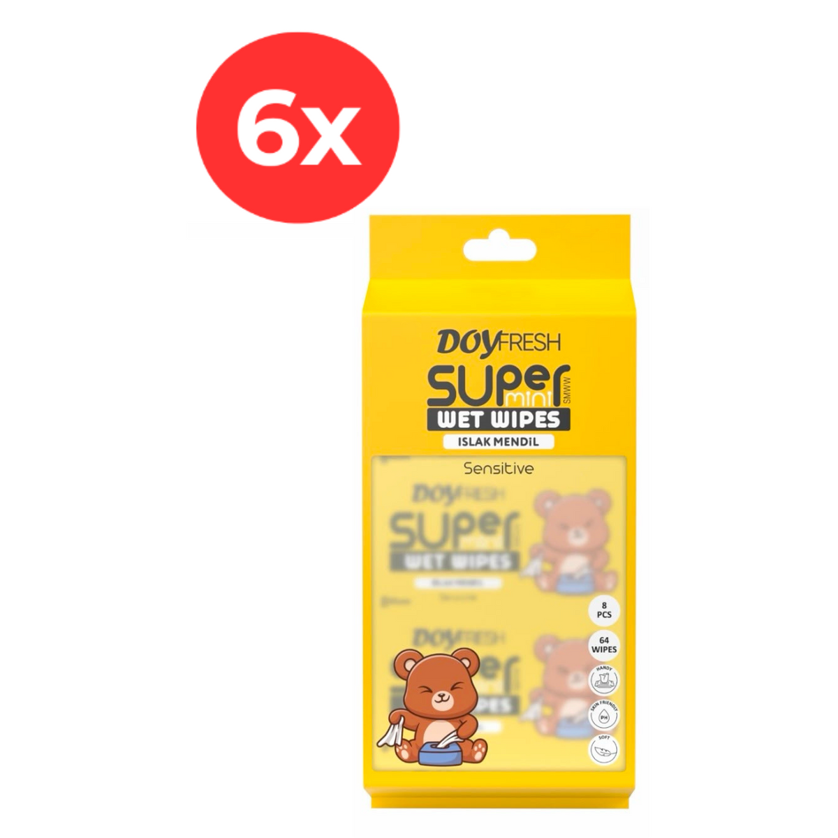 6x MINI Servetele umede buzunar DOYFRESH YELLOW 8x8buc