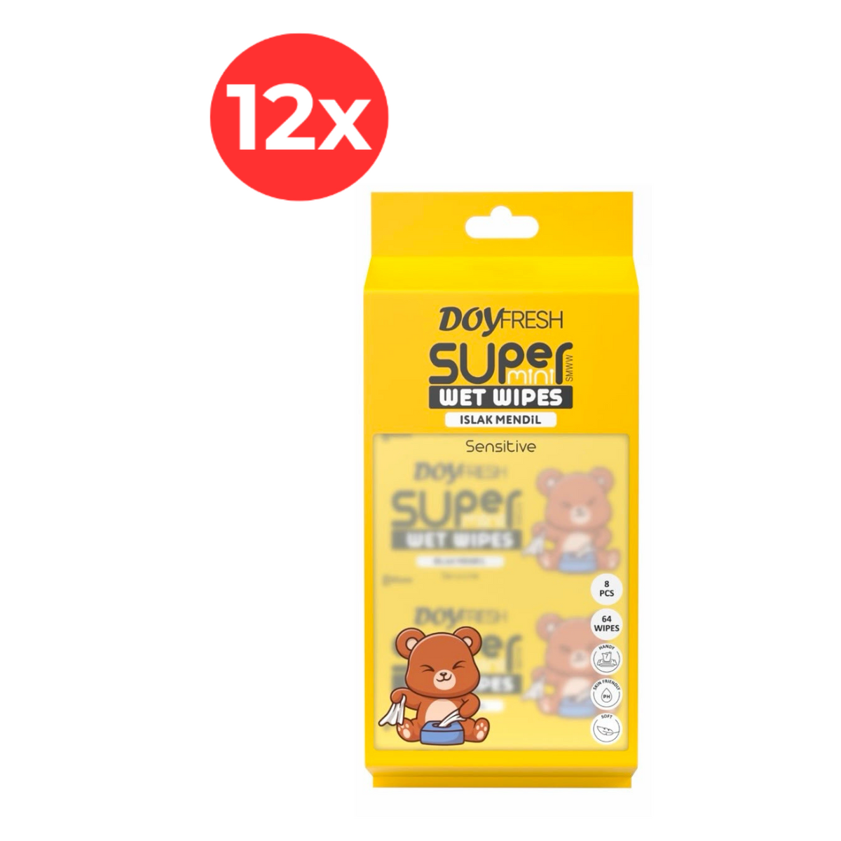 12x MINI Servetele umede buzunar DOYFRESH YELLOW 8x8buc