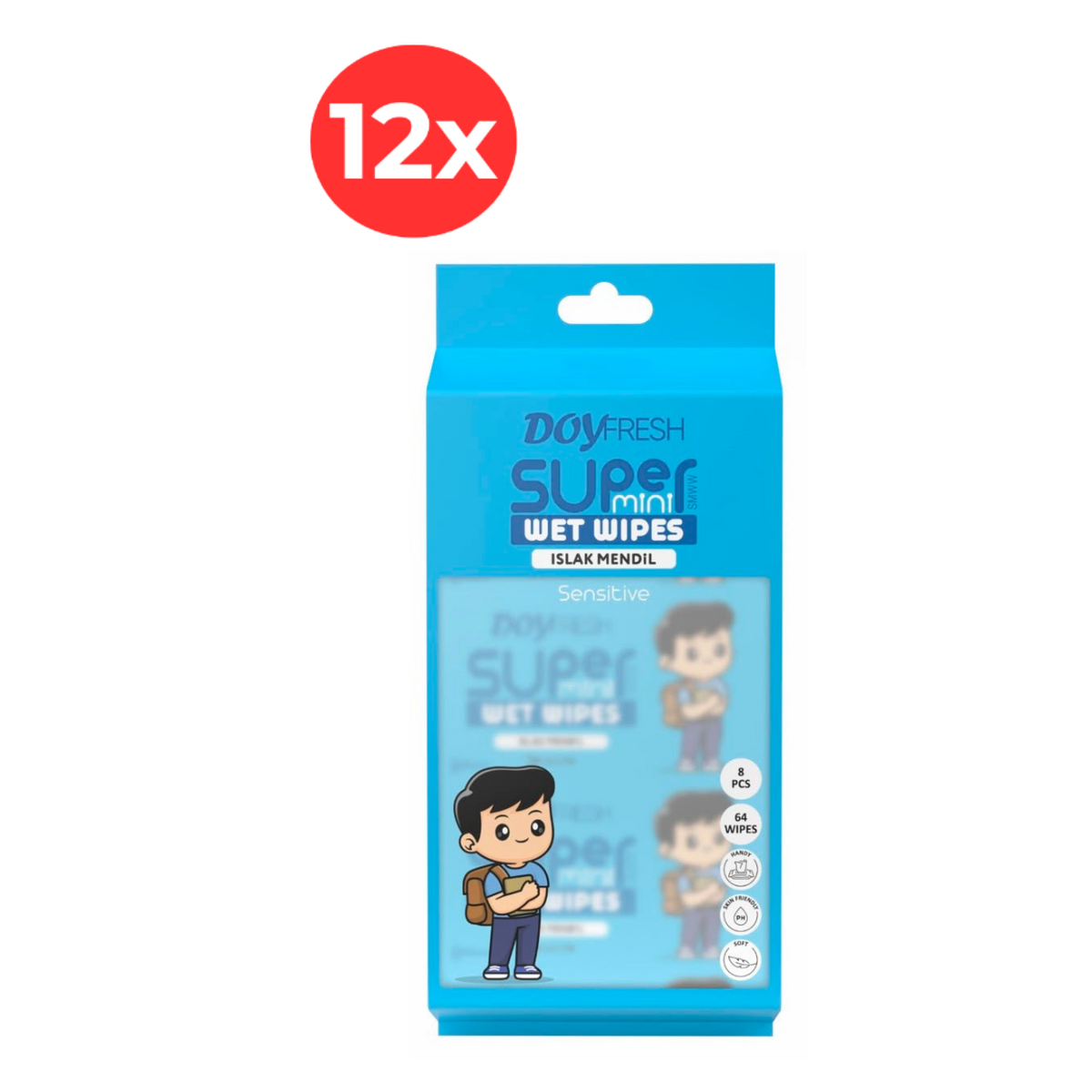 12x MINI Servetele umede buzunar DOYFRESH BLUE 8x8buc