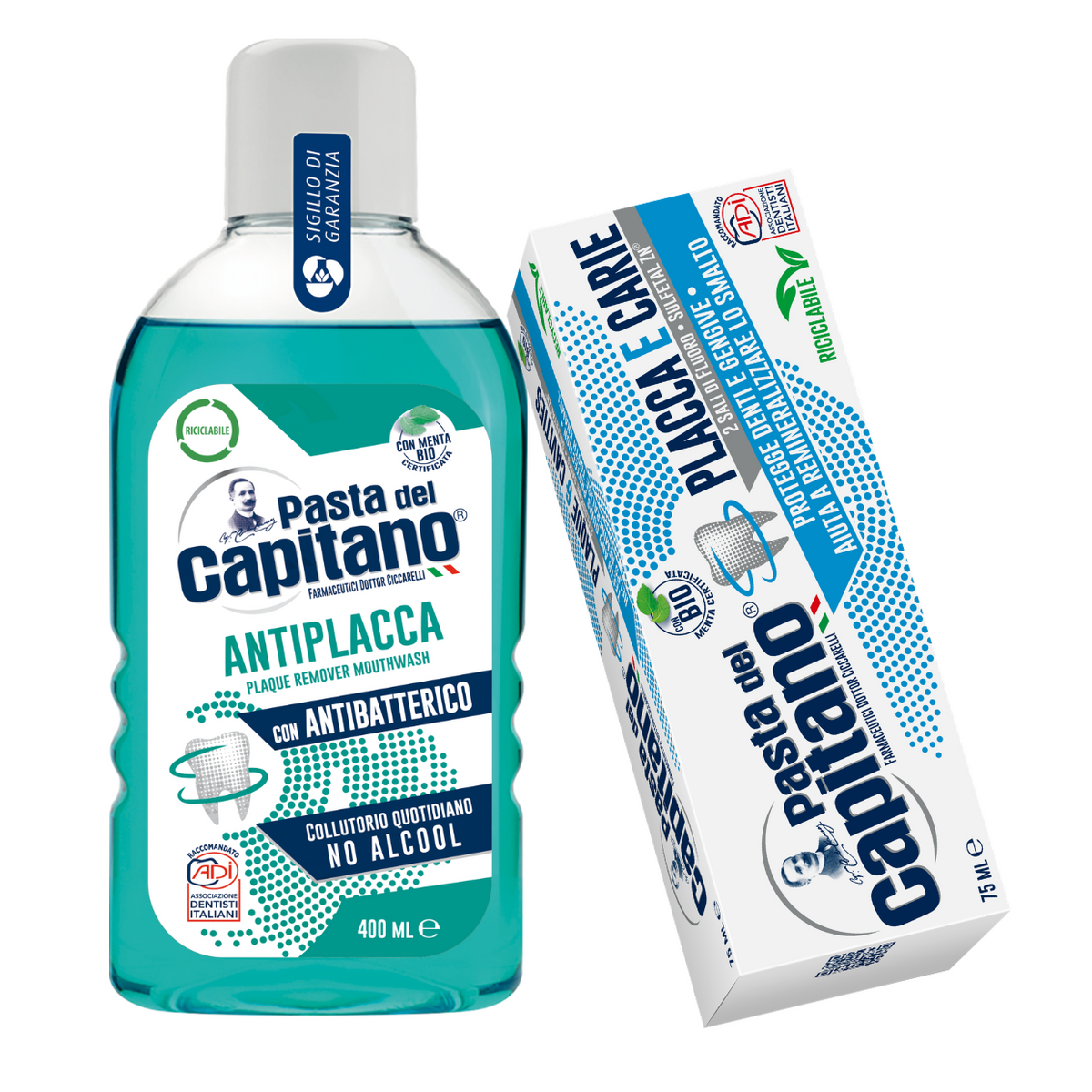Pasta de dinti impotriva placii si cariilor + apa de gura antiplaca- Pachet Promo