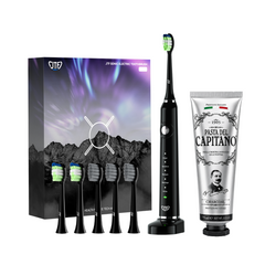 Periuta de dinti electrica JTF Sonic P200 NEGRU+ Pasta de dinti cu carbune activ 75ml Del Capitano 1905- Pachet Promo