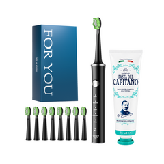 Periuta de dinti electrica JTF Sonic J40 NEGRU + Pasta de dinti pentru protectia gingiilor 75ml Del Capitano 1905- Pachet Promo