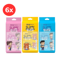 6x MINI Servetele umede buzunar DOYFRESH MIX (2xPINK+ 2xYELLOW + 2xBLUE) 8x8buc