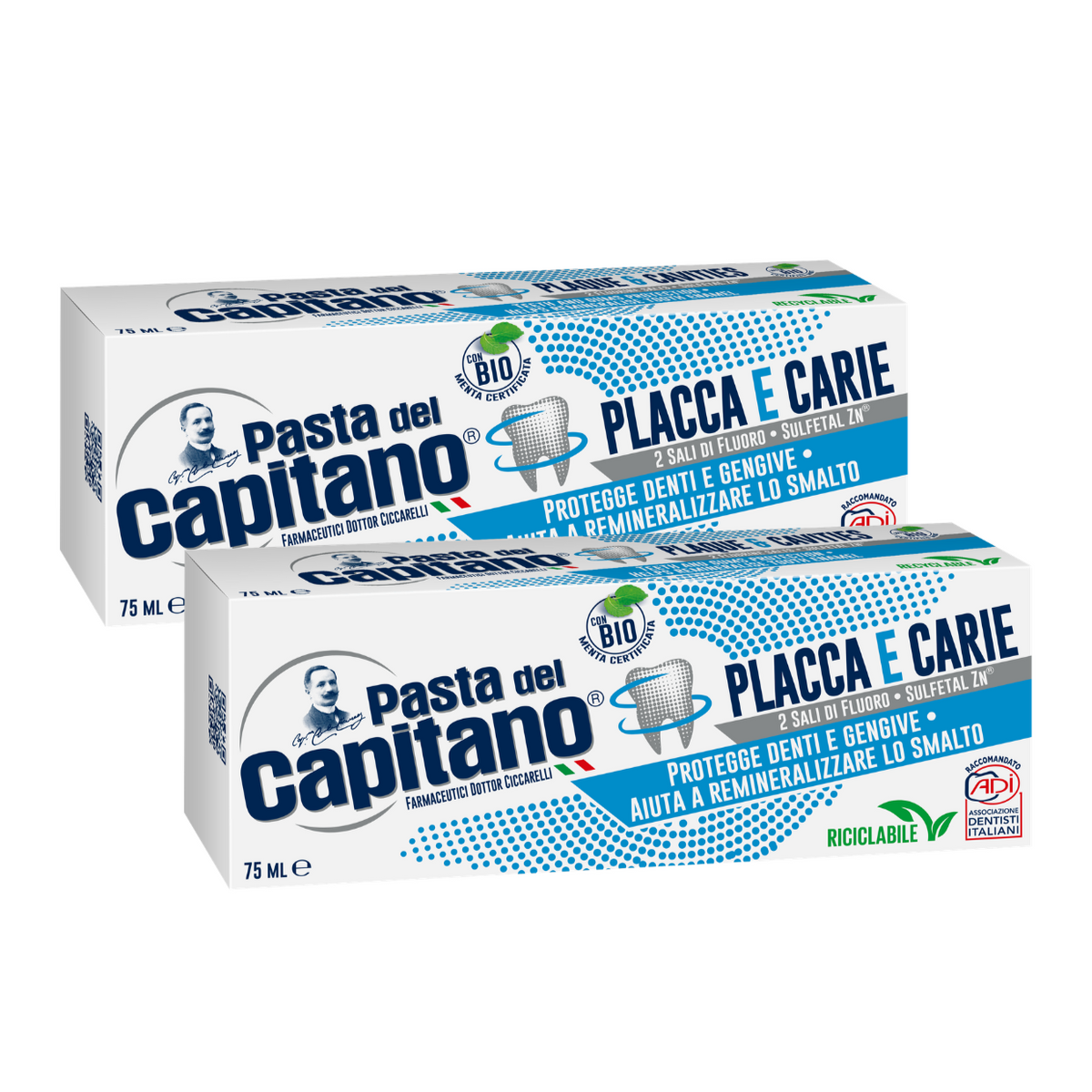 Pasta de dinti impotriva placii si cariilor 75 ml- Pasta Del Capitano- Pachet Promo