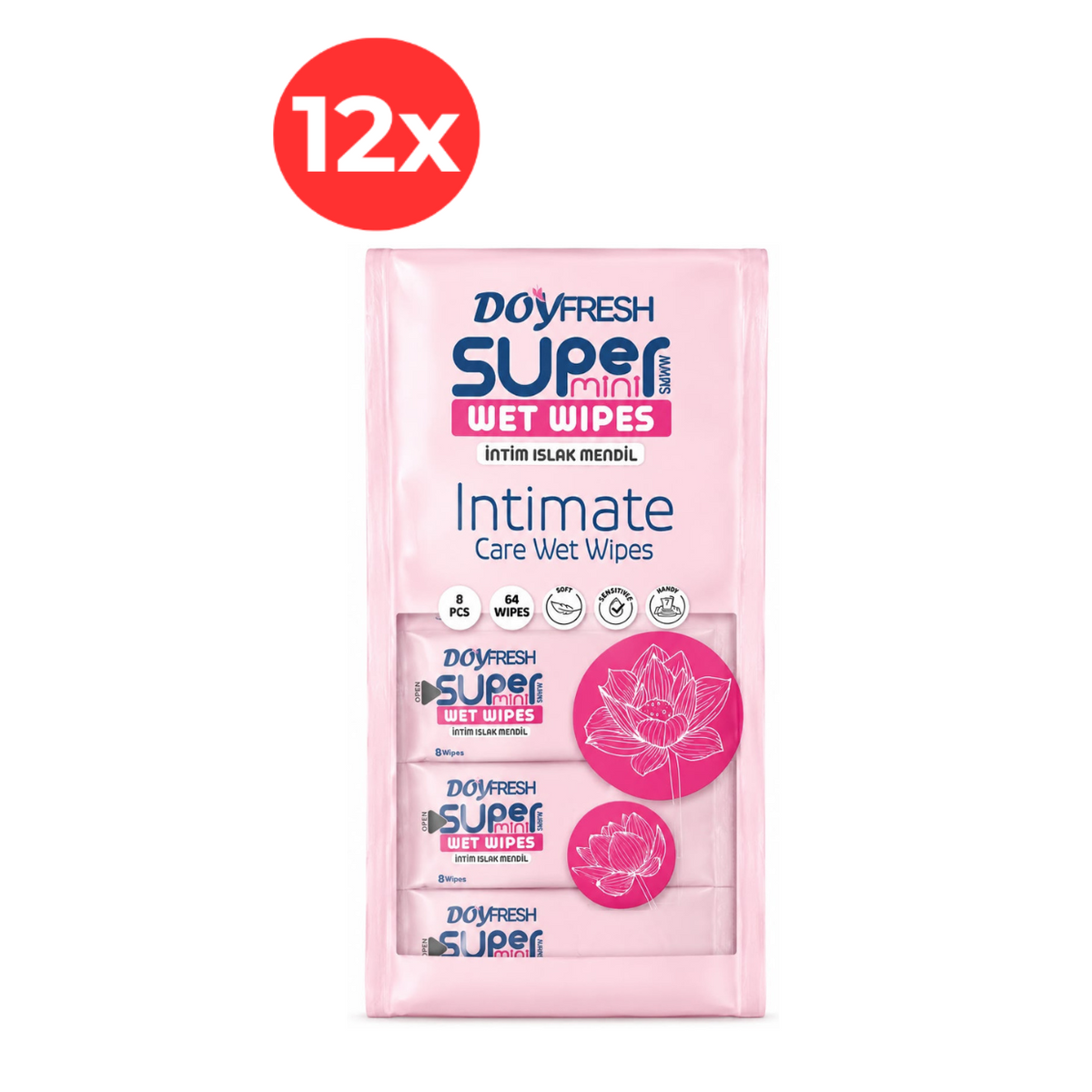 12x MINI Servetele umede buzunar DOYFRESH Intimate 8x8buc