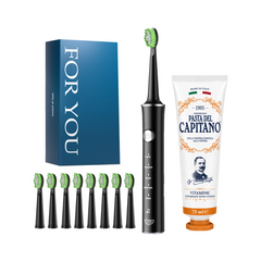 Periuta de dinti electrica JTF Sonic J40 NEGRU + Pasta de dinti cu vitamine 75ml Del Capitano 1905- Pachet Promo
