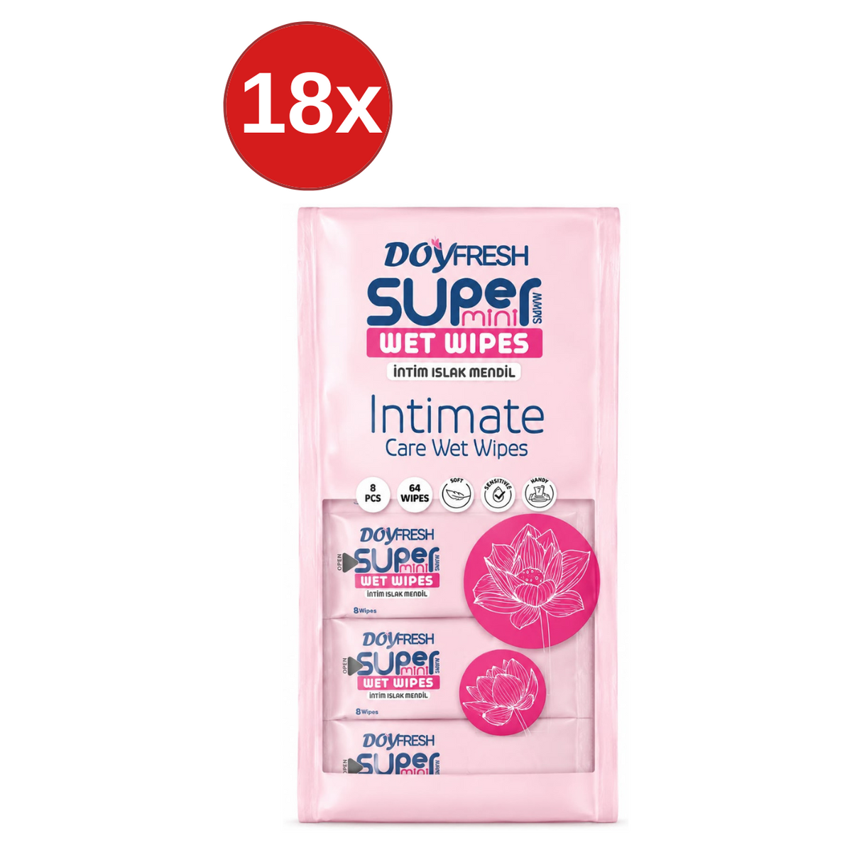 18x MINI Servetele umede buzunar DOYFRESH Intimate 8x8buc