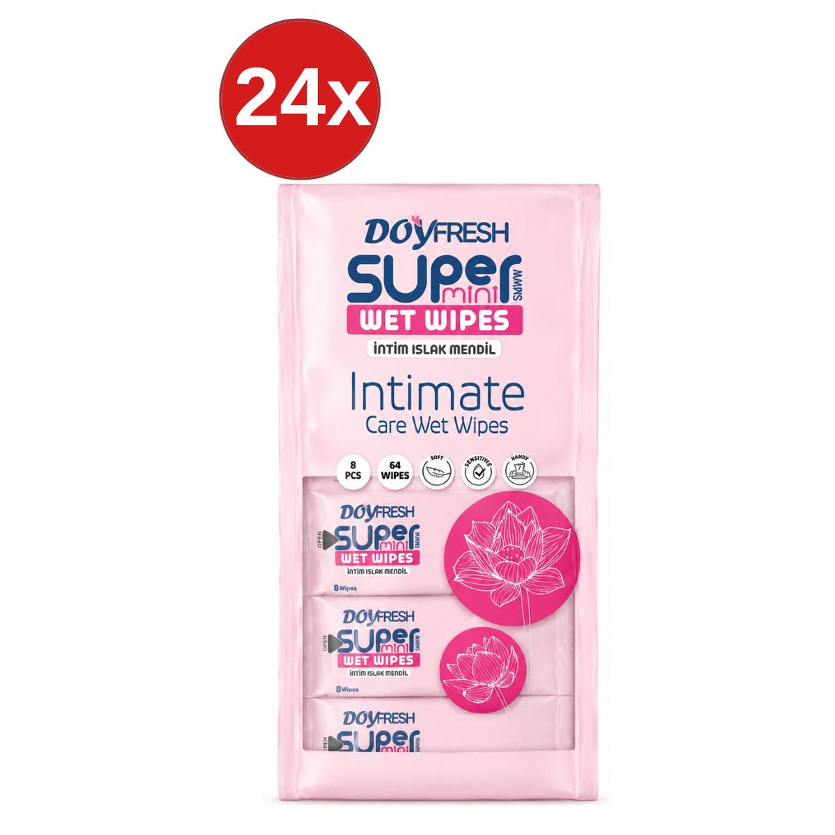 24x MINI Servetele umede buzunar DOYFRESH Intimate 8x8buc