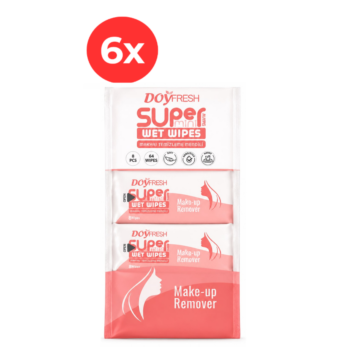 6x MINI Servetele umede DOYFRESH  Make Up 8x8buc