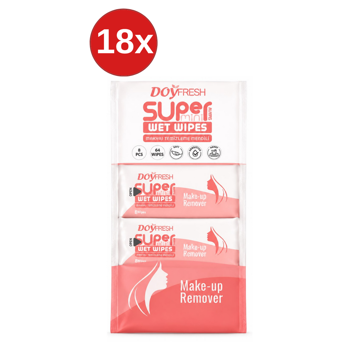 18x MINI Servetele umede DOYFRESH  Make Up 8x8buc