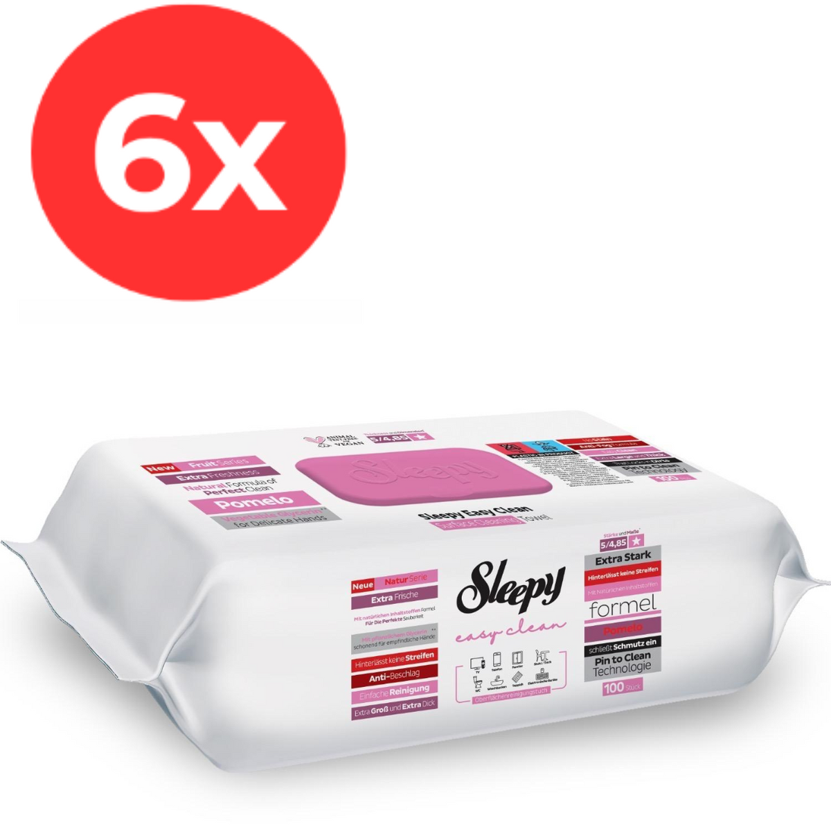 6x SLEEPY EASY CLEAN Servetele umede multisuprafete Pomelo 100buc