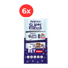 6x MINI Servetele umede DOYFRESH Pet Care 8x8buc