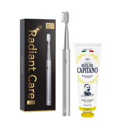 Periuta de dinti electrica JTF Sonic J30 SILVER + Pasta de dinti cu lamaie de Sicilia 75ml Del Capitano 1905- Pachet Promo