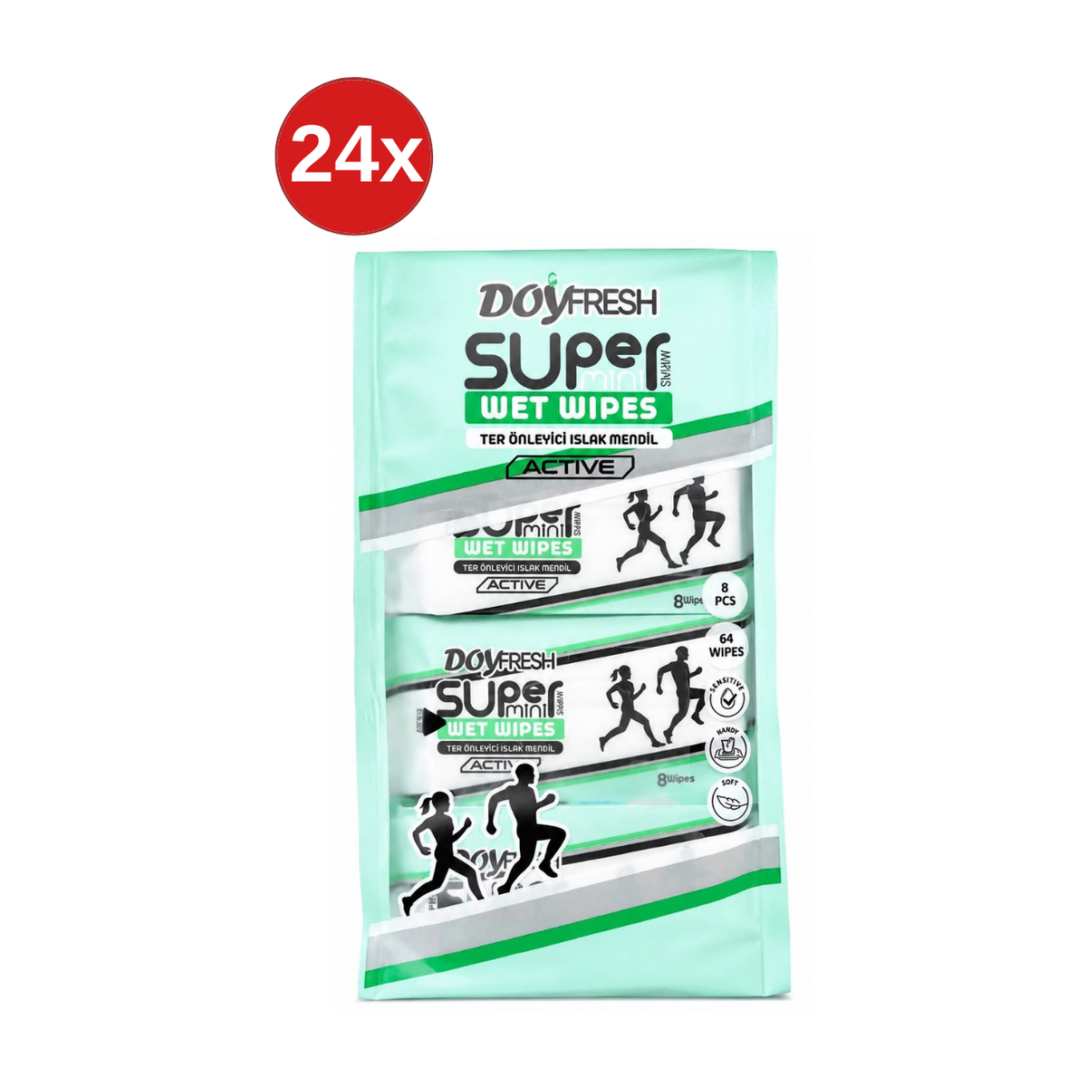 24x MINI Servetele umede buzunar DOYFRESH Antiperspirant 8x8buc