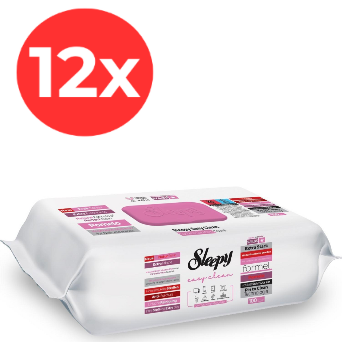 12x SLEEPY EASY CLEAN Servetele umede multisuprafete Pomelo 100buc