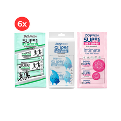 6x MINI Servetele umede buzunar DOYFRESH MIX 8x8buc (2xIntimate + 2xWhite + 2xAntiperspirante)