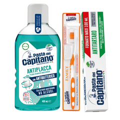 Pasta de dinti antitartru Pasta del Capitano 100ml + apa de gura antiplaca + periuta peri tari– Pachet Promo