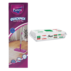 Pachet PROMO - Mop cu Prindere Rapidă PAREX + Lavete umede pentru curatare pardoseli SLEEPY EASY CLEAN White Soap 50buc