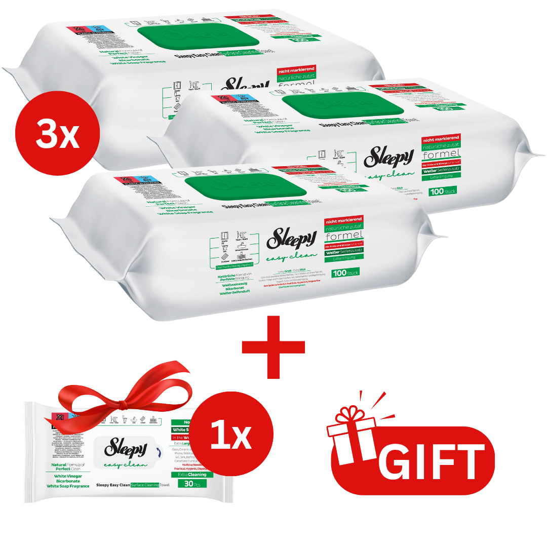 PACHET PROMO: 3× Șervețele Sleepy White Soap Additive 100 buc + 1× Șervețele White Soap 30 buc