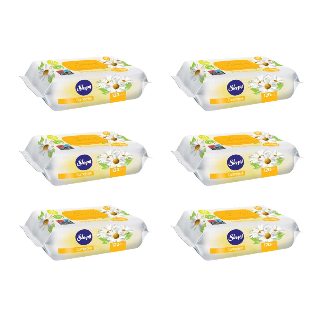 6x SLEEPY Camomile Servetele umede pentru bebelusi 120buc aroma de musetel