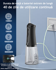 Irigator bucal portabil, JTF Sonic, F300 (9 capete, cablu de încărcare) cu lampa UV, Alb
