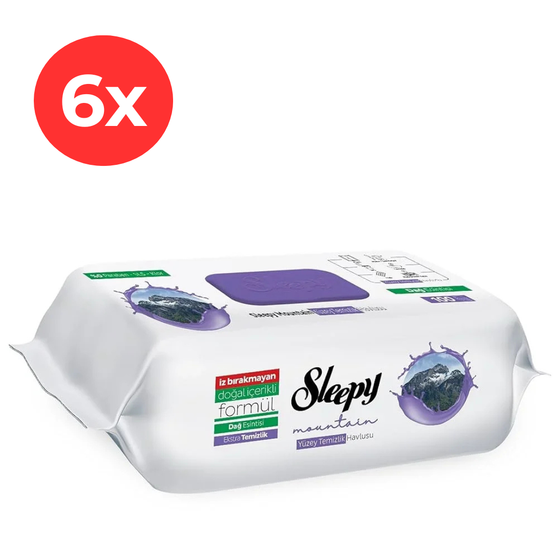 6x SLEEPY EASY CLEAN Servetele umede multisuprafete Mountain Breeze 100