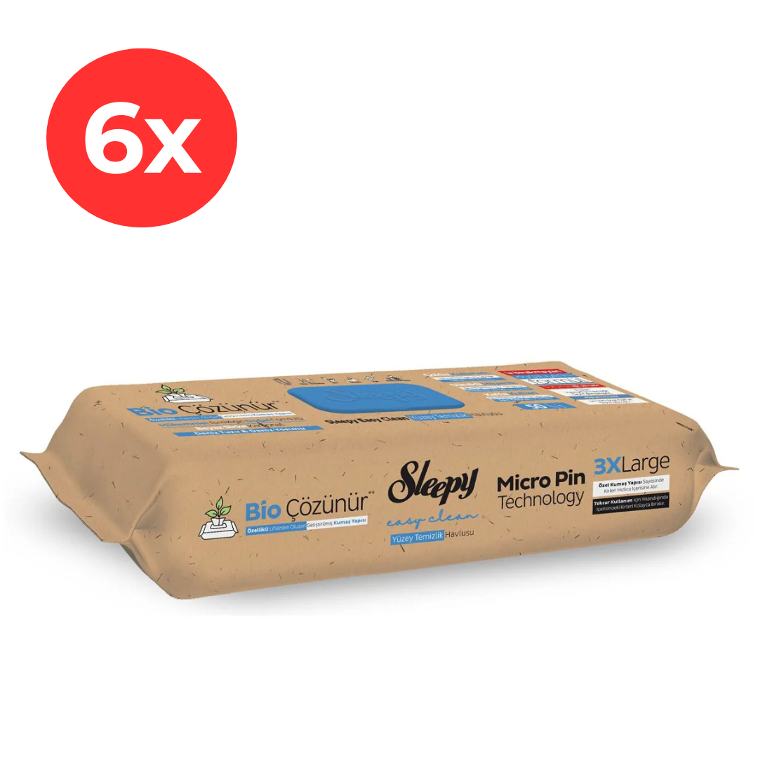 6x Sleepy Bio Easy Clean Servetele umede multisuprafete  Sea Salt Sea Weed Lime 50