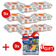PACHET PROMO: 9× Șervețele Sleepy Easy Clean grapefruit 50 buc + 9× Capsule rufe Wash & Free 4in1