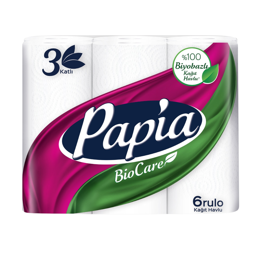 Prosoape de hartie PAPIA Bio Care 6 role, 3 straturi
